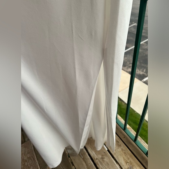 🆕Belle Badgley Mischka Reese Gown Dress White Party Wedding Chic Slit Maxi Sz 10 - Picture 10 of 17